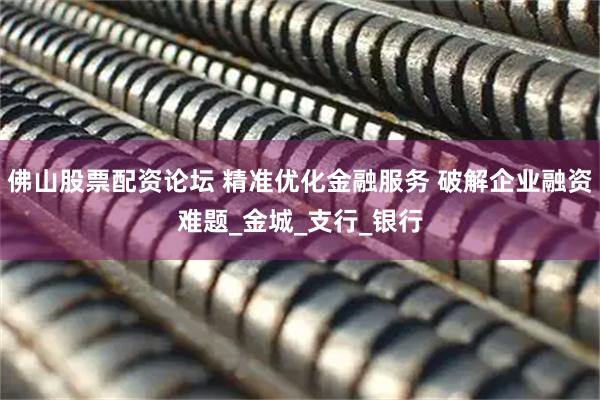 佛山股票配资论坛 精准优化金融服务 破解企业融资难题_金城_支行_银行
