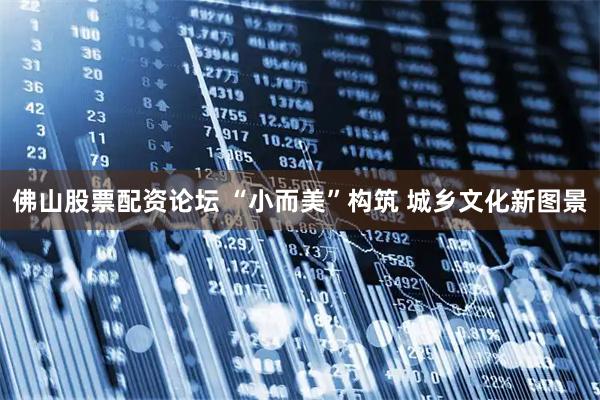 佛山股票配资论坛 “小而美”构筑 城乡文化新图景